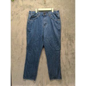 MISSION RIDGE Men Jeans Mid Rise Straight Leg Solid Blue Dark Wash W:36 L:32